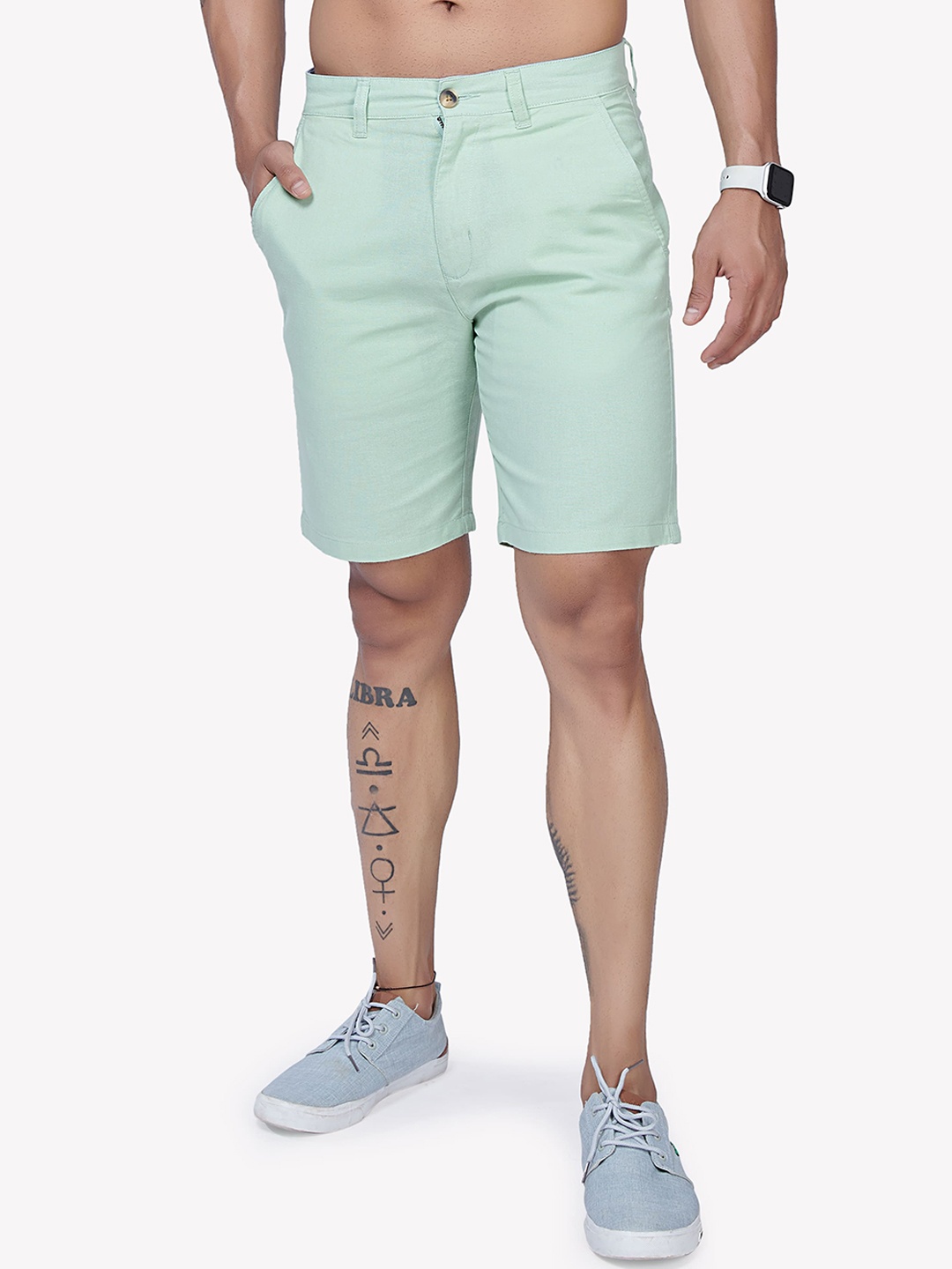 

VASTRADO Men Mid Rise Cotton Shorts, Green
