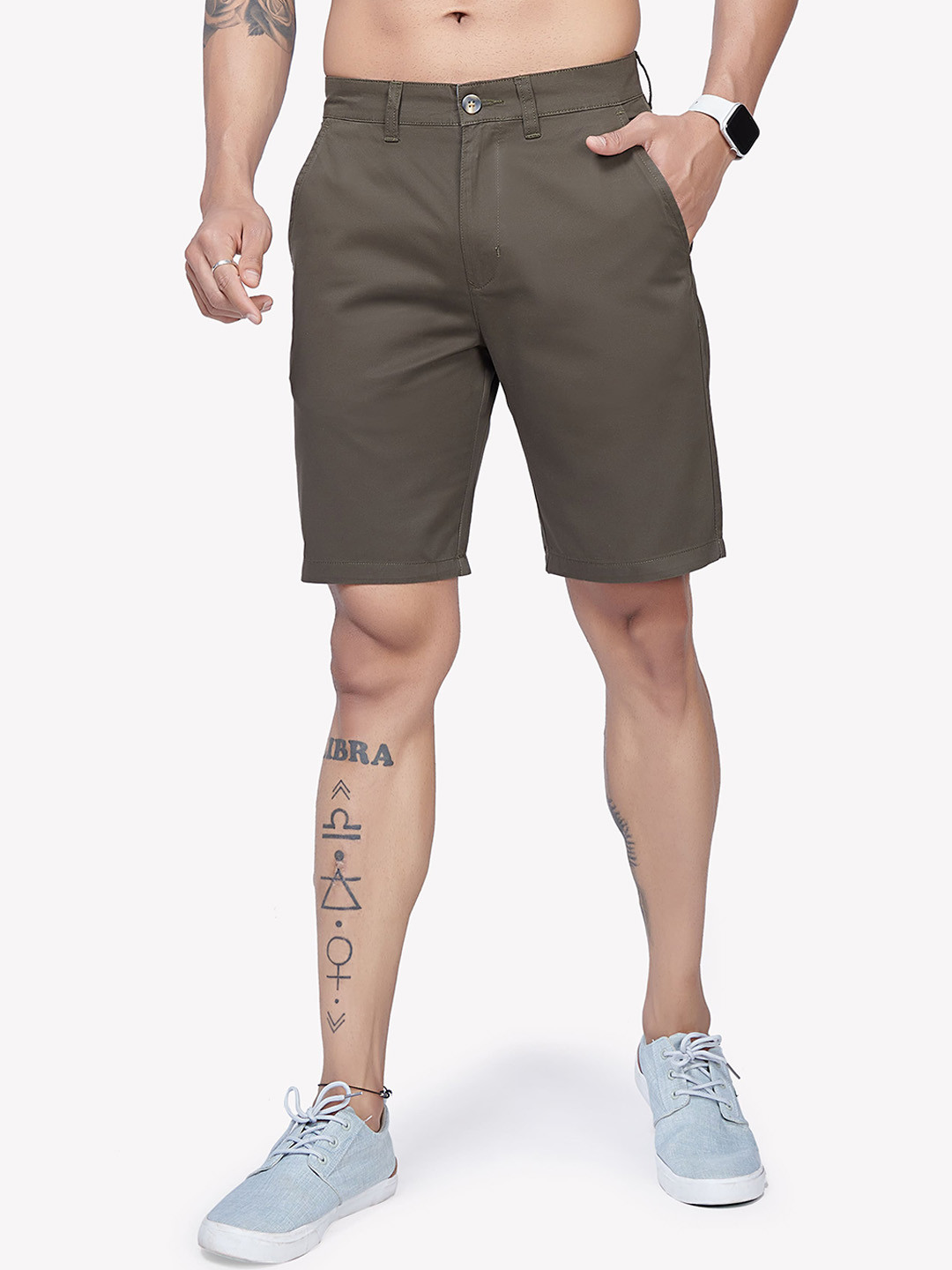 

VASTRADO Cotton Chino Shorts, Olive