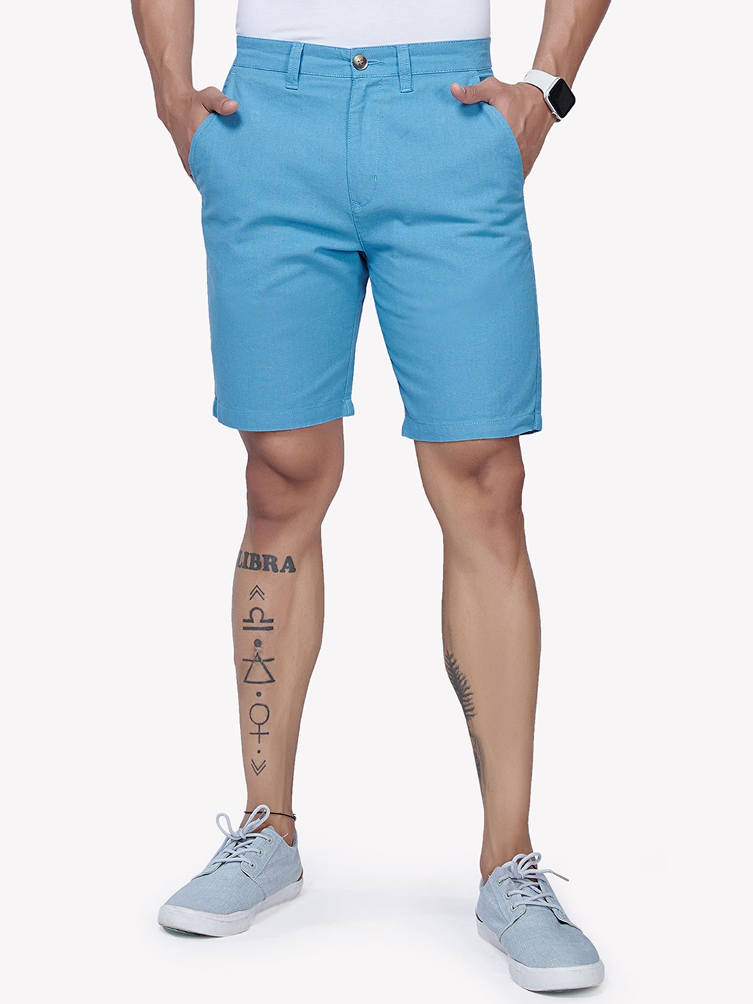 

VASTRADO Men Mid Rise Cotton Shorts, Blue