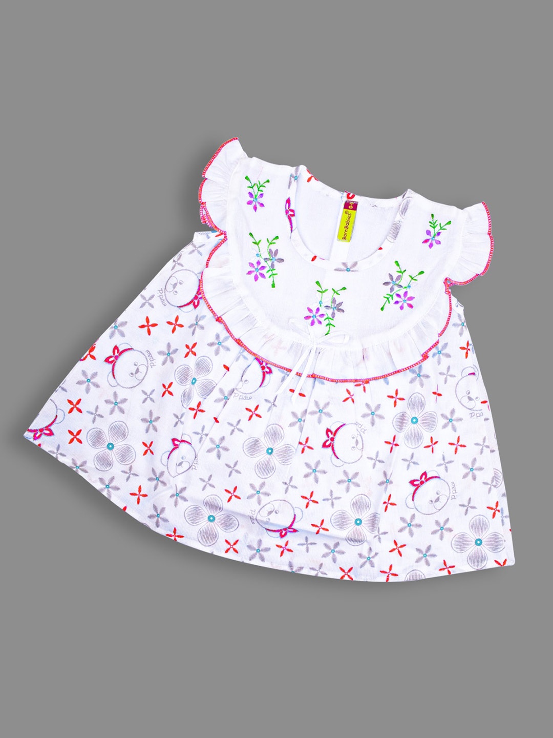 

Born Babies Infants Girls Print Flutter Sleeve A-Line Dress, Pink