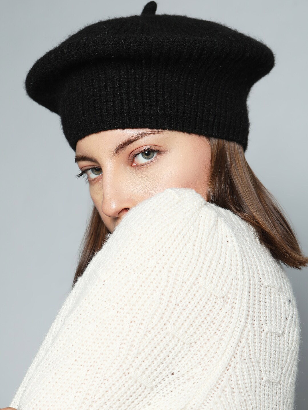 

Vero Moda Woven Design Beret Hat, Black