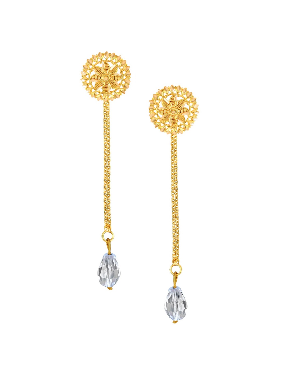

Vighnaharta Gold-Plated Floral Drop Earrings