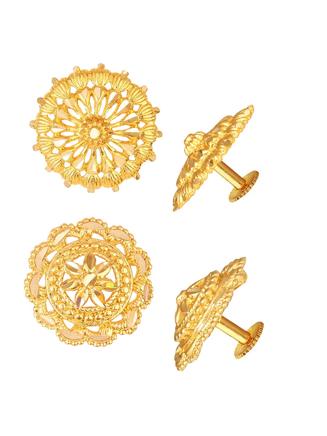 

Vighnaharta Set Of 2 Gold-Plated Floral Studs Earrings