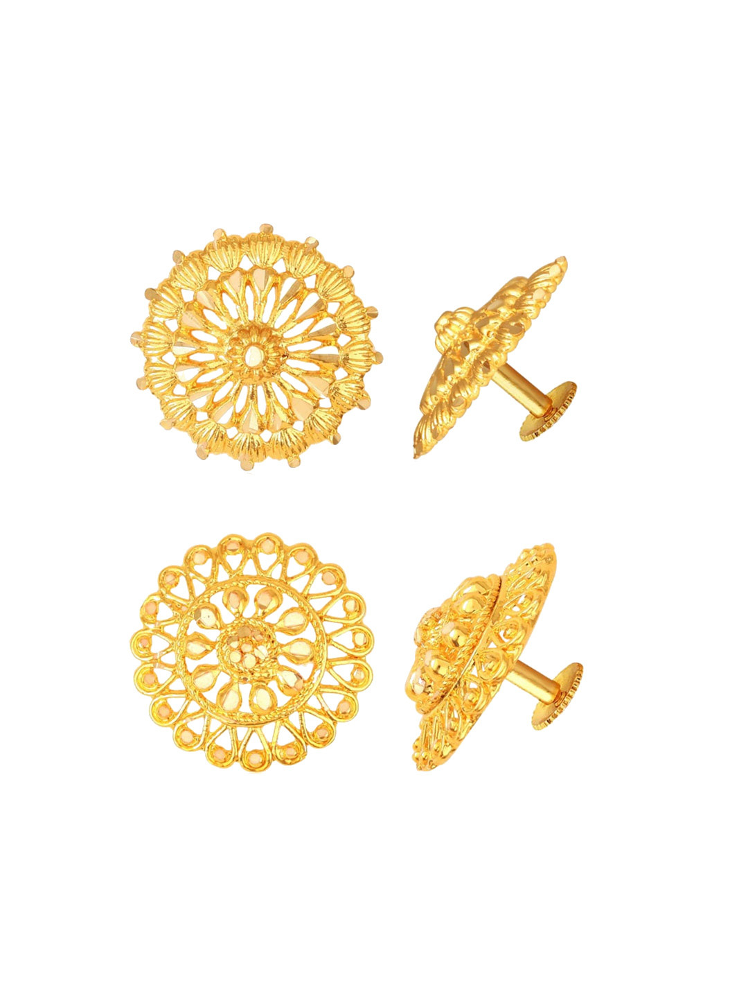

Vighnaharta Set of 2 Gold-Plated Floral Studs Earrings