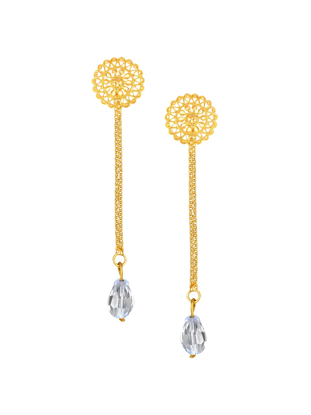 

Vighnaharta Gold-Plated Removable Stud & Chain Drop Earrings