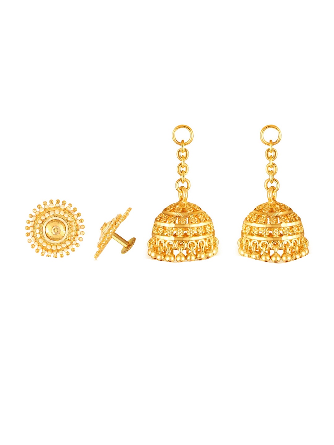 

Vighnaharta Gold-Plated Floral Studs With Removable Jhumkas