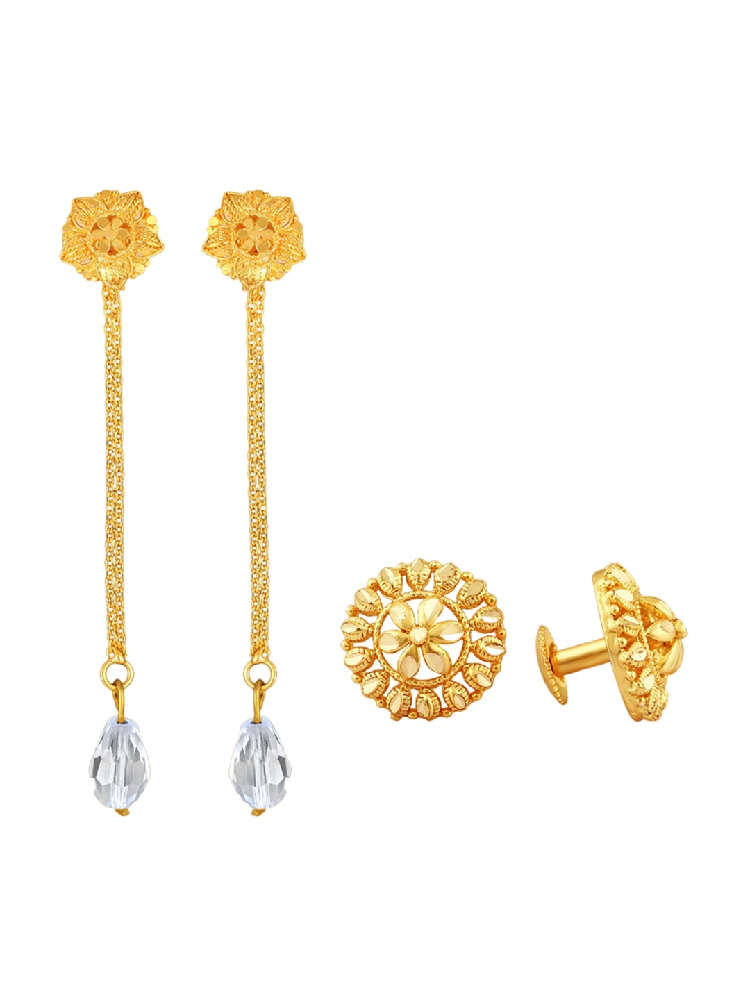 

Vighnaharta Set of 2 Gold Plated Removable Studs & Drop Earrings