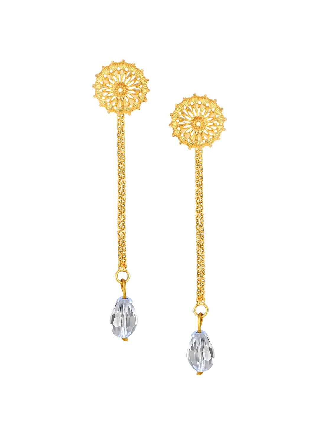 

Vighnaharta Gold-Plated Floral Drop Earrings