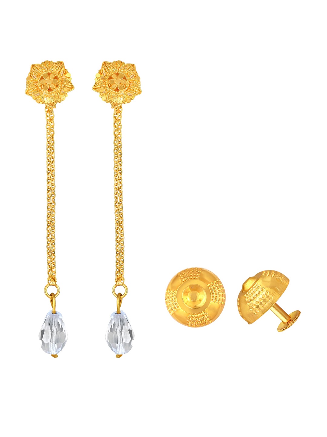 

Vighnaharta Pack of 2 Gold Plated Removable Studs & Drop Earrings