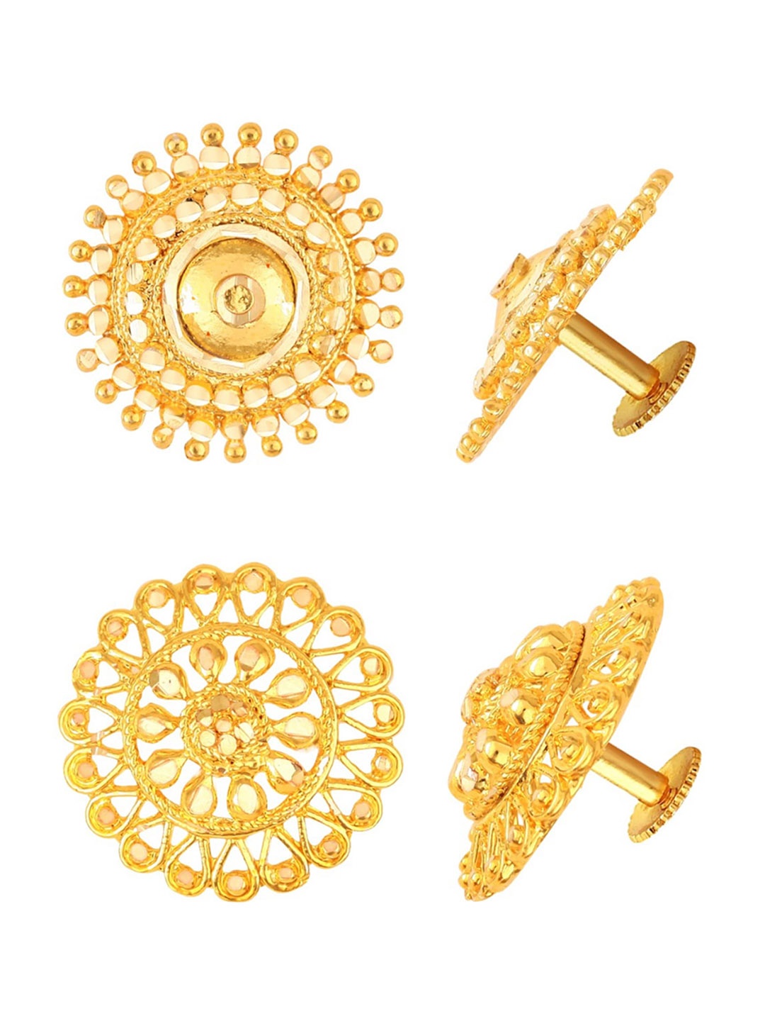 

Vighnaharta Set Of 2 Gold-Plated Floral Stud Earrings