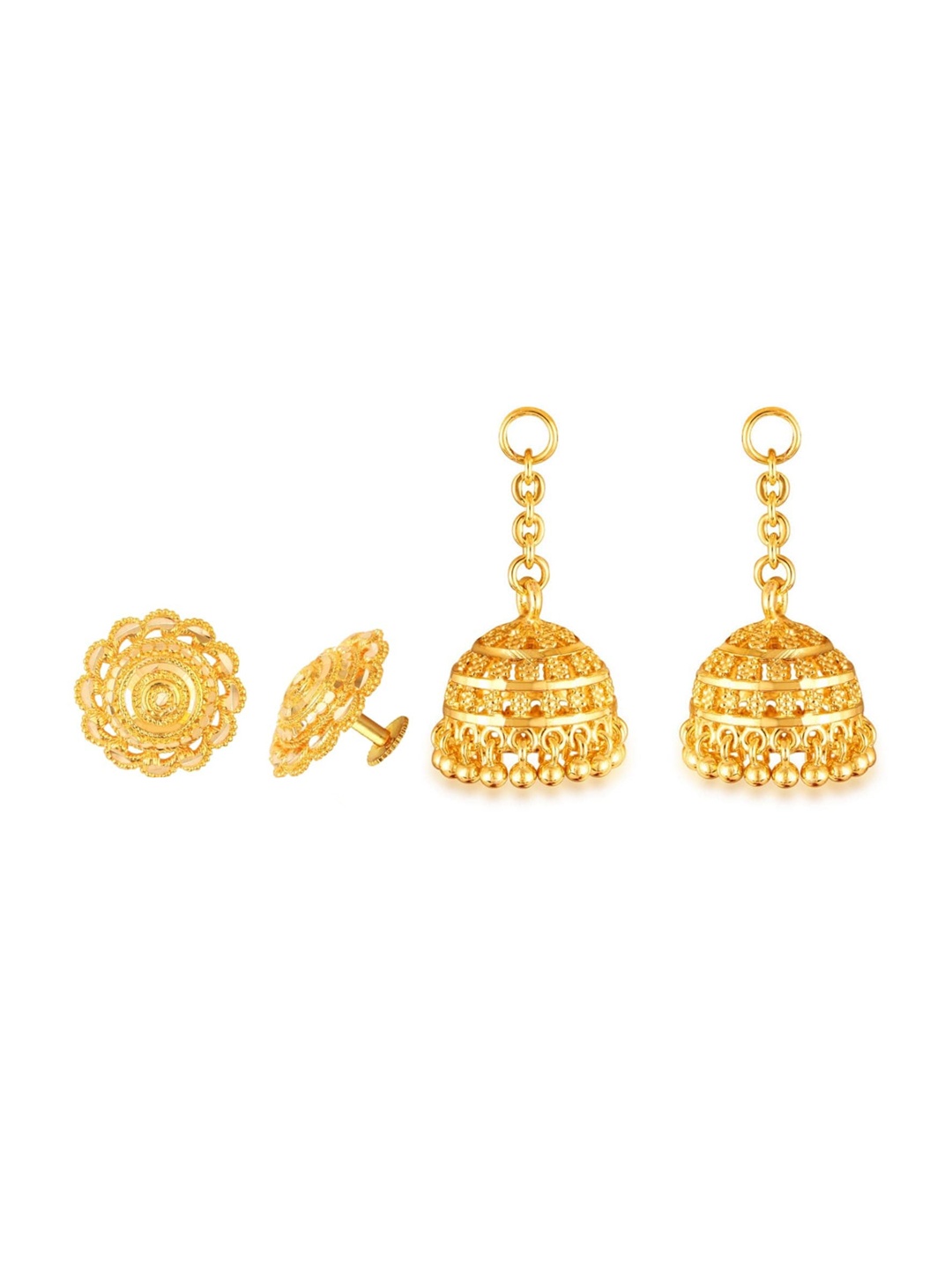 

Vighnaharta Gold Plated Removable Studs & Jhumkas Earrings