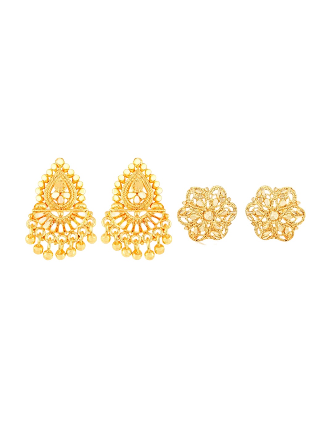 

Vighnaharta Pack of 2 Gold Plated Studs Earrings