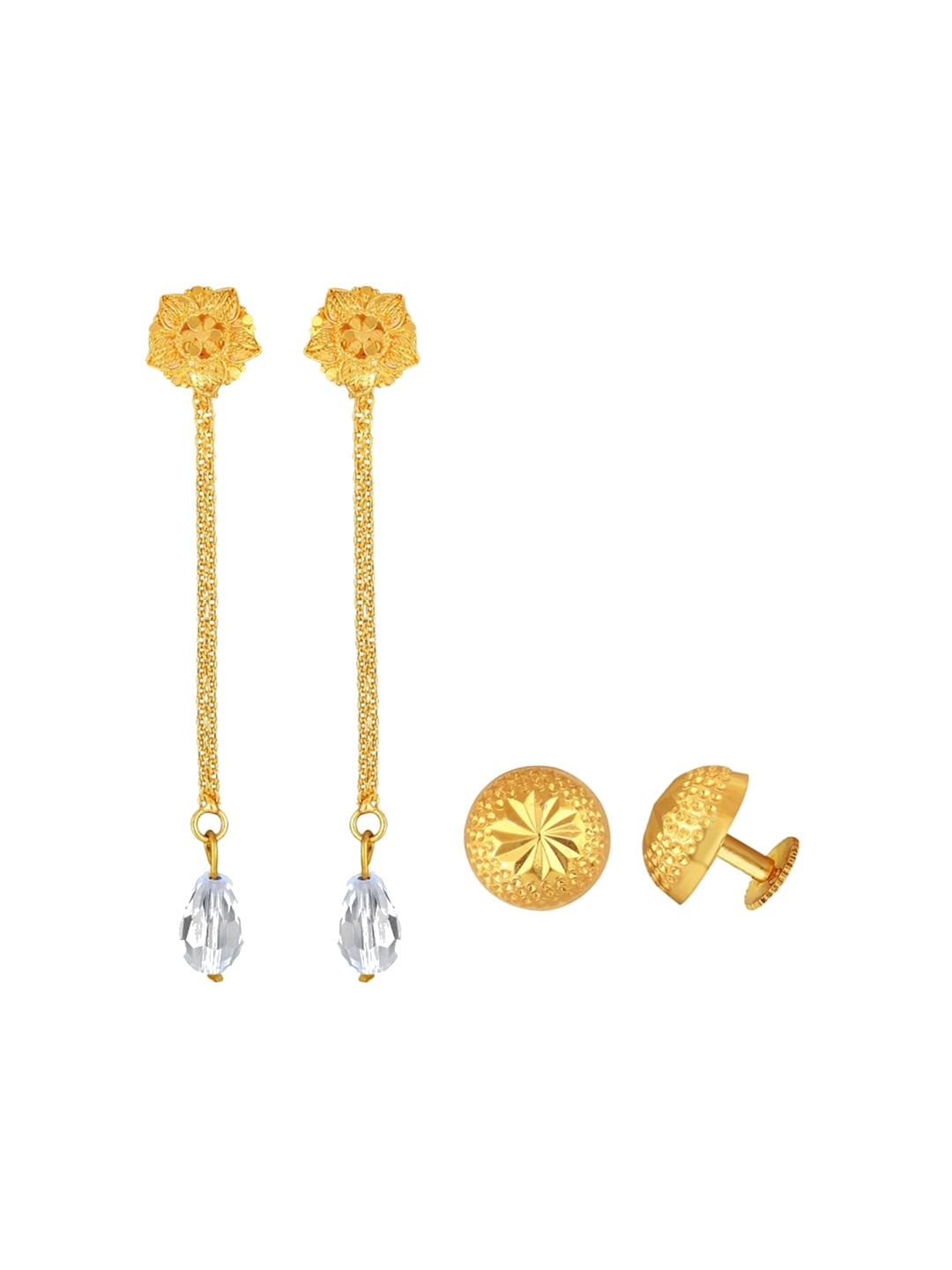 

Vighnaharta Set Of 2 Gold-Plated Floral Drop Earrings