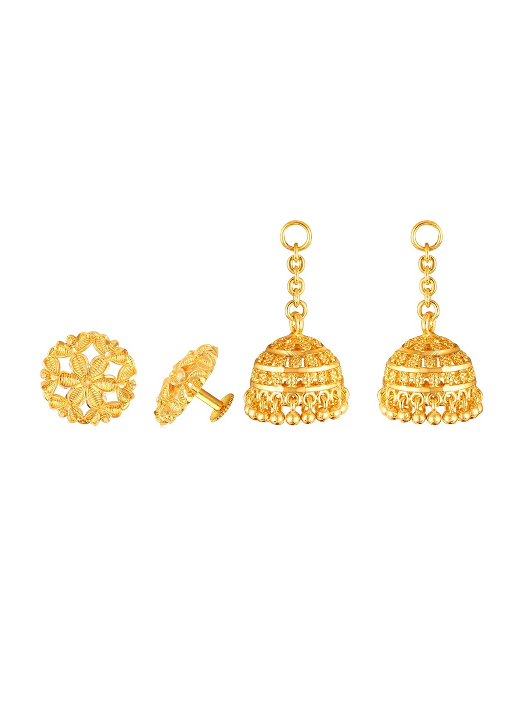 

Vighnaharta Gold-Plated Removable Stud and Chain Jhumkas