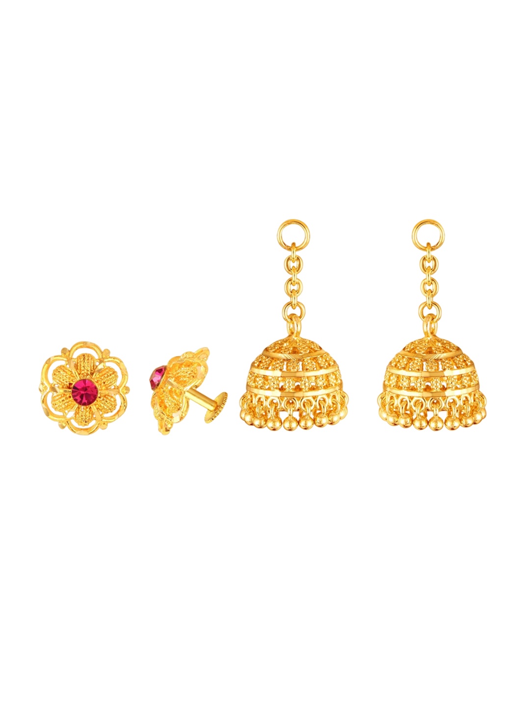 

Vighnaharta Pack of 2 Gold Plated Removable Studs & Jhumkas Earrings