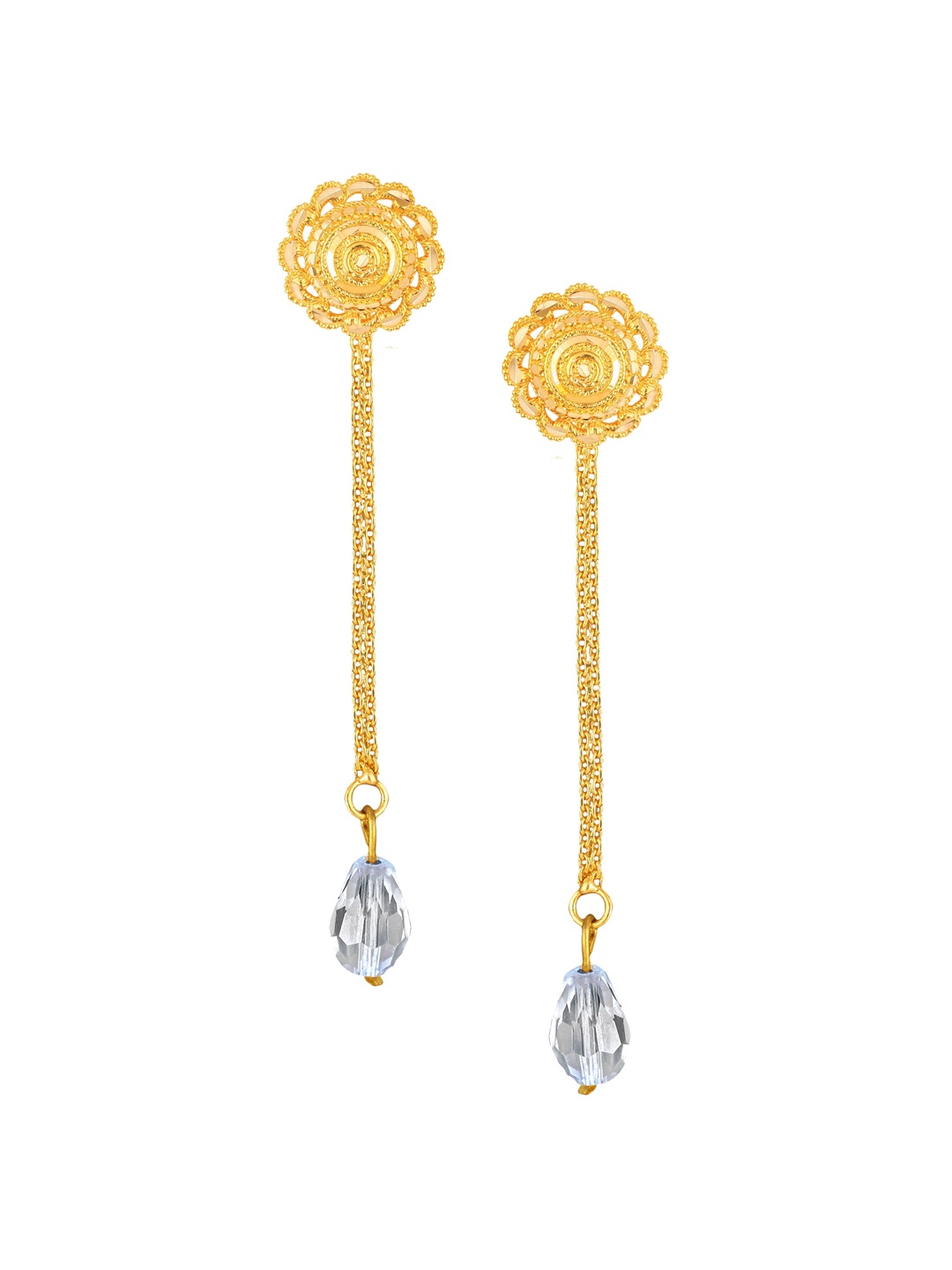 

Vighnaharta Gold-Plated Removable Stud & Chain Drop Earrings