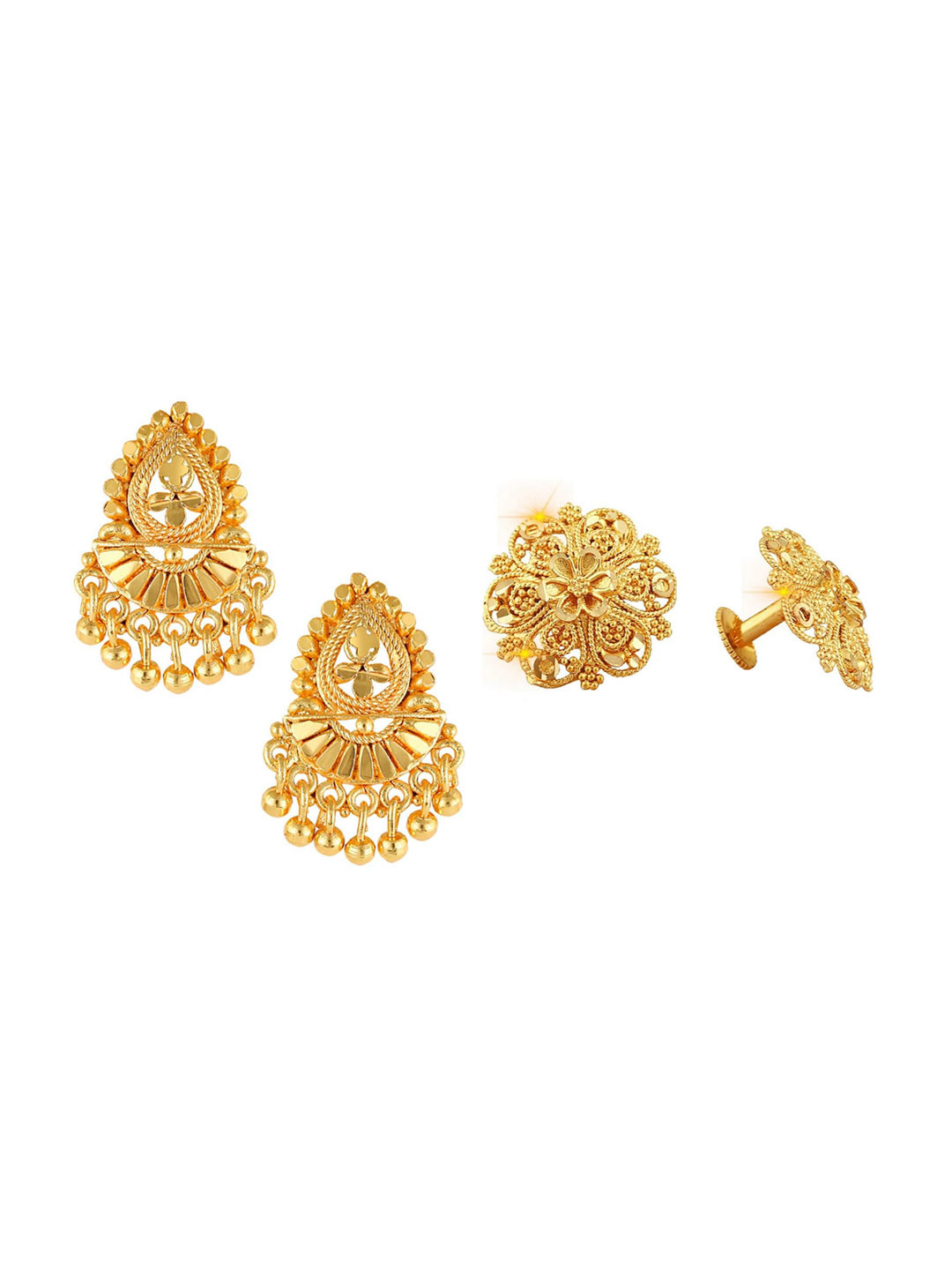

Vighnaharta Set Of 2 Gold-Plated Floral Jhumkas