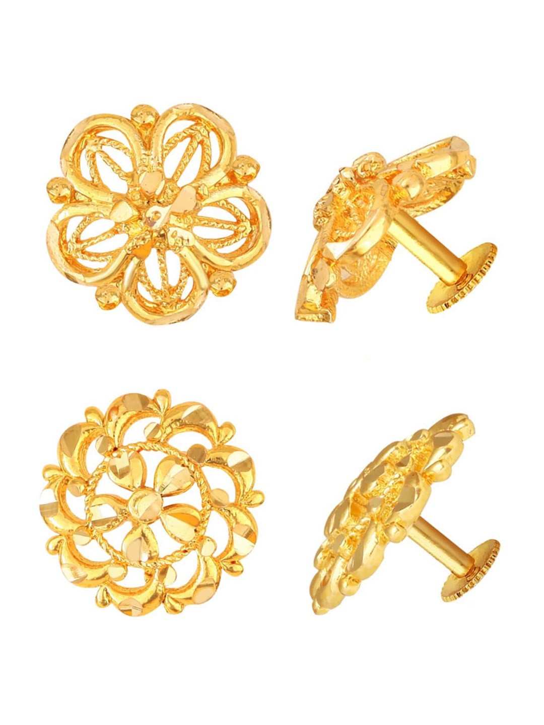 

Vighnaharta Set of 2 Gold-Plated Floral Studs Earrings