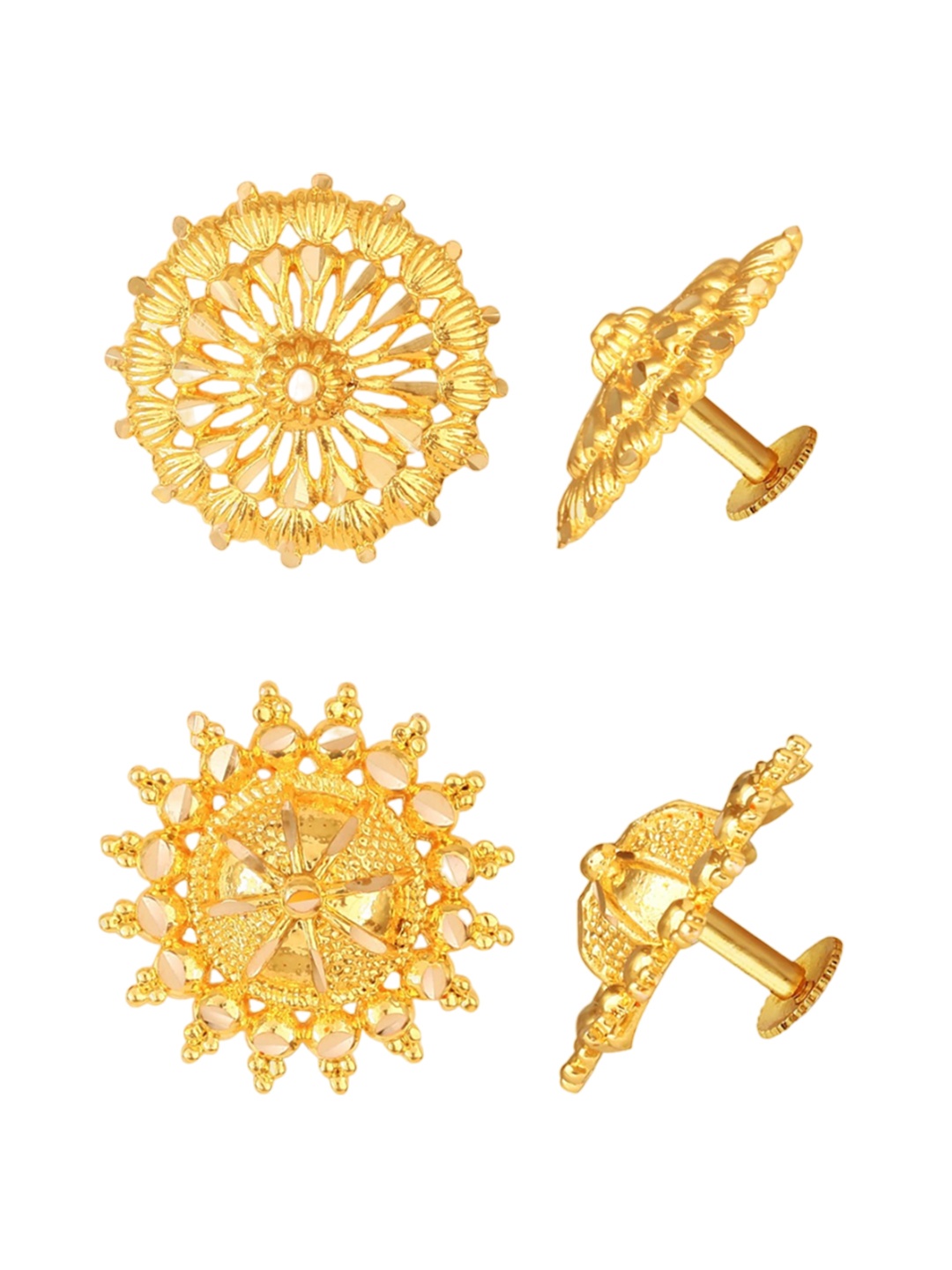 

Vighnaharta Set of 2 Gold-Plated Floral Studs Earrings