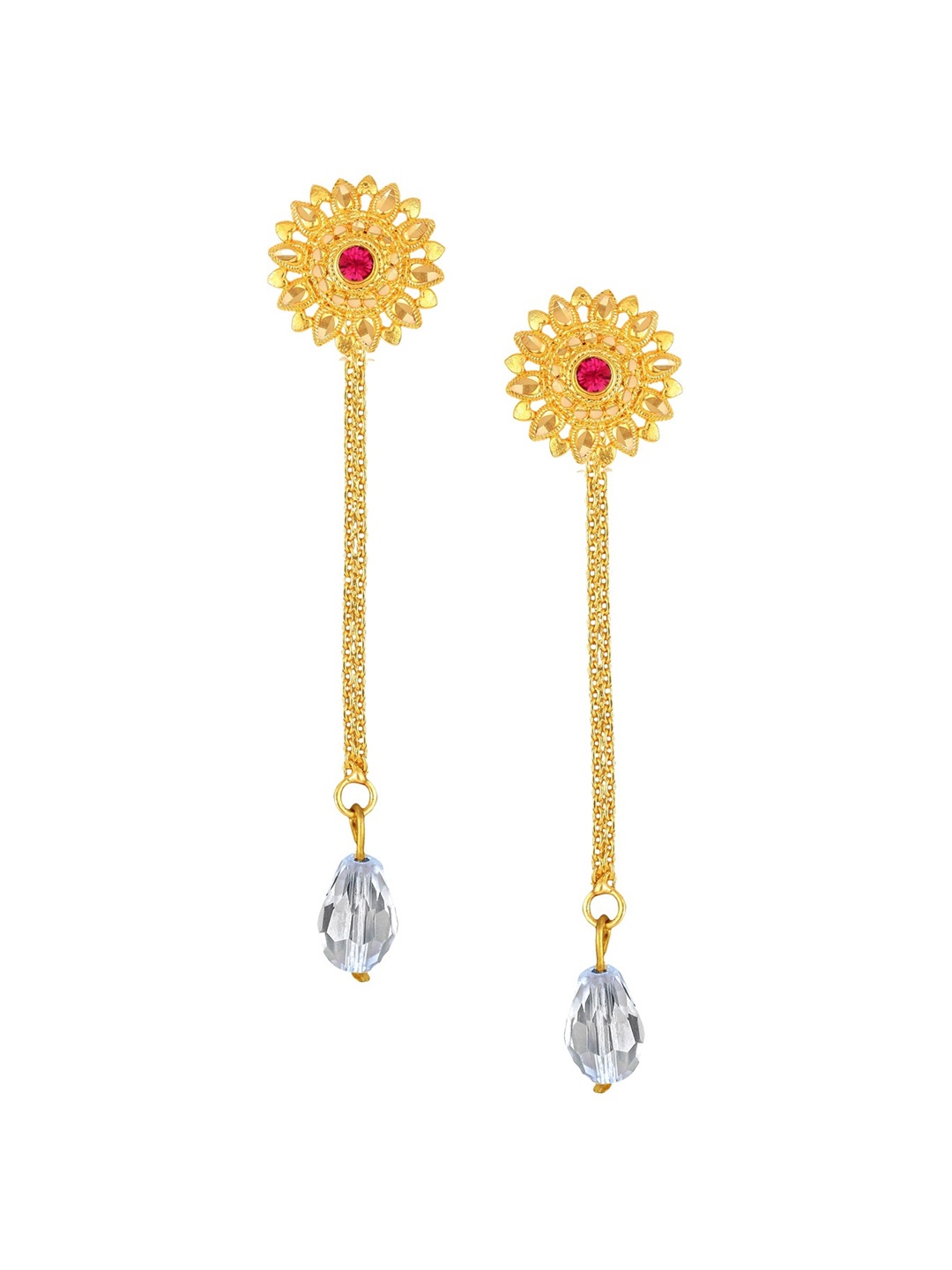 

Vighnaharta Gold-Plated Floral Drop Earrings