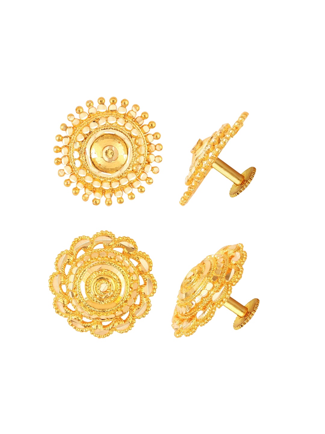 

Vighnaharta Set Of 2 Gold Plated Floral Studs Earrings