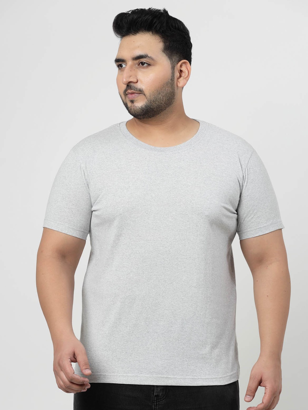 

plusS Plus Size Round Neck Pure Cotton T-shirt, Grey