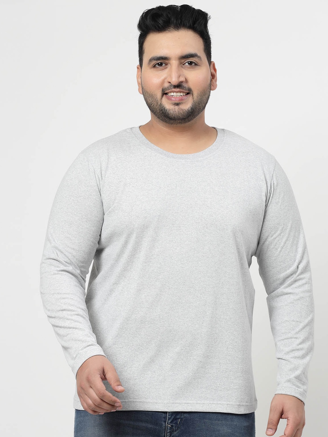 

plusS Plus Size Round Neck Pure Cotton T-shirt, Grey