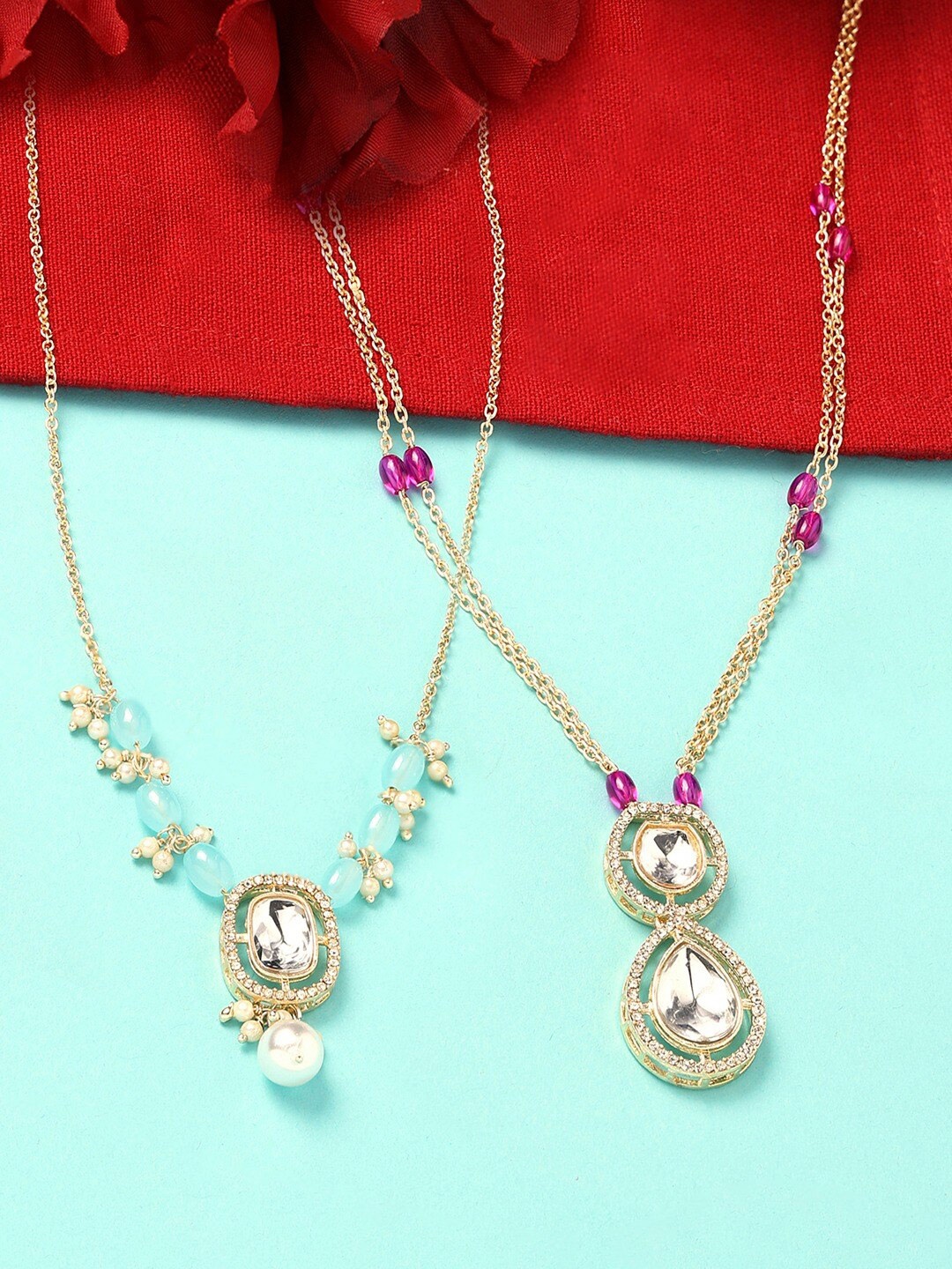 

Zaveri Pearls Set Of 2 Gold Plated Necklace