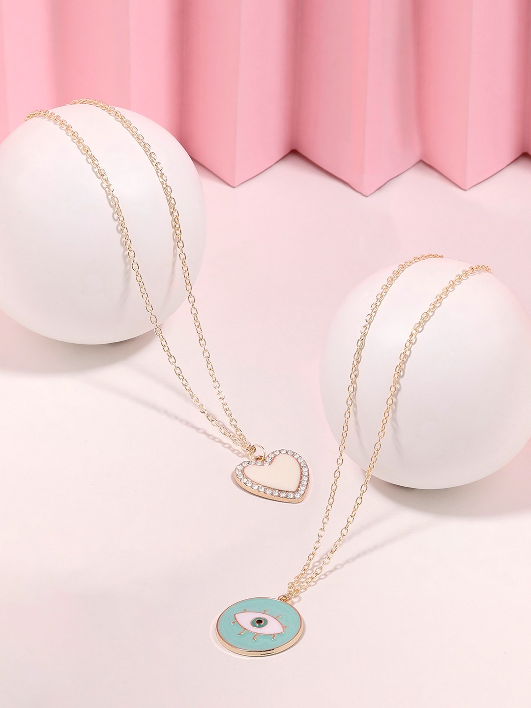 

Zaveri Pearls Set Of 2 Gold Plated Enamelled Necklace