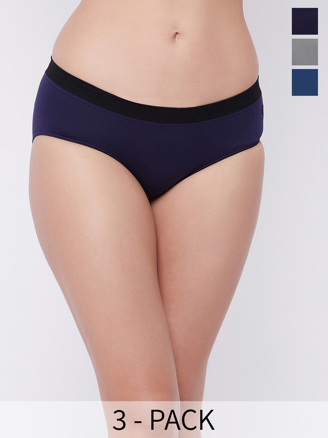 

C9 AIRWEAR Pack Of 3 Mid-Rise Seamless Hipster Briefs MZ1125_Pack3, Navy blue