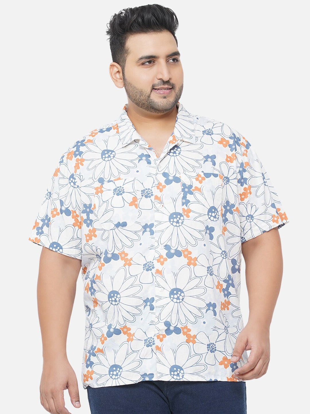 

Santonio Plus Size Classic Floral Printed Pure Cotton Shirt, Multi