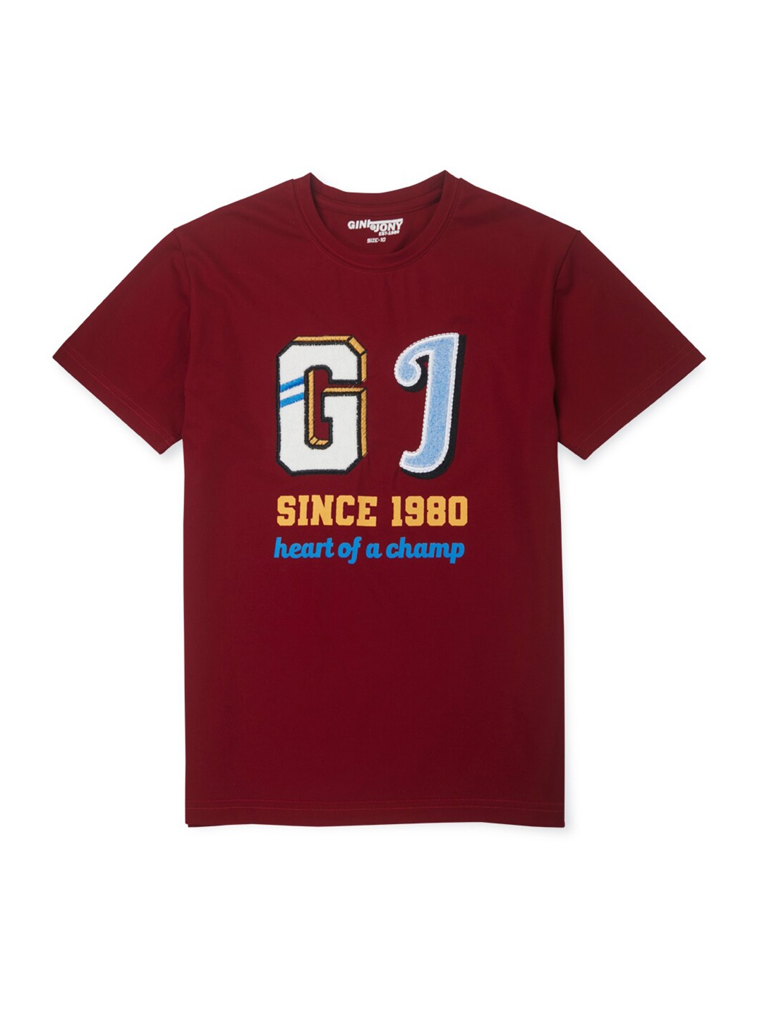 

Gini and Jony Boys Typography Printed Casual Cotton T-shirt, Maroon