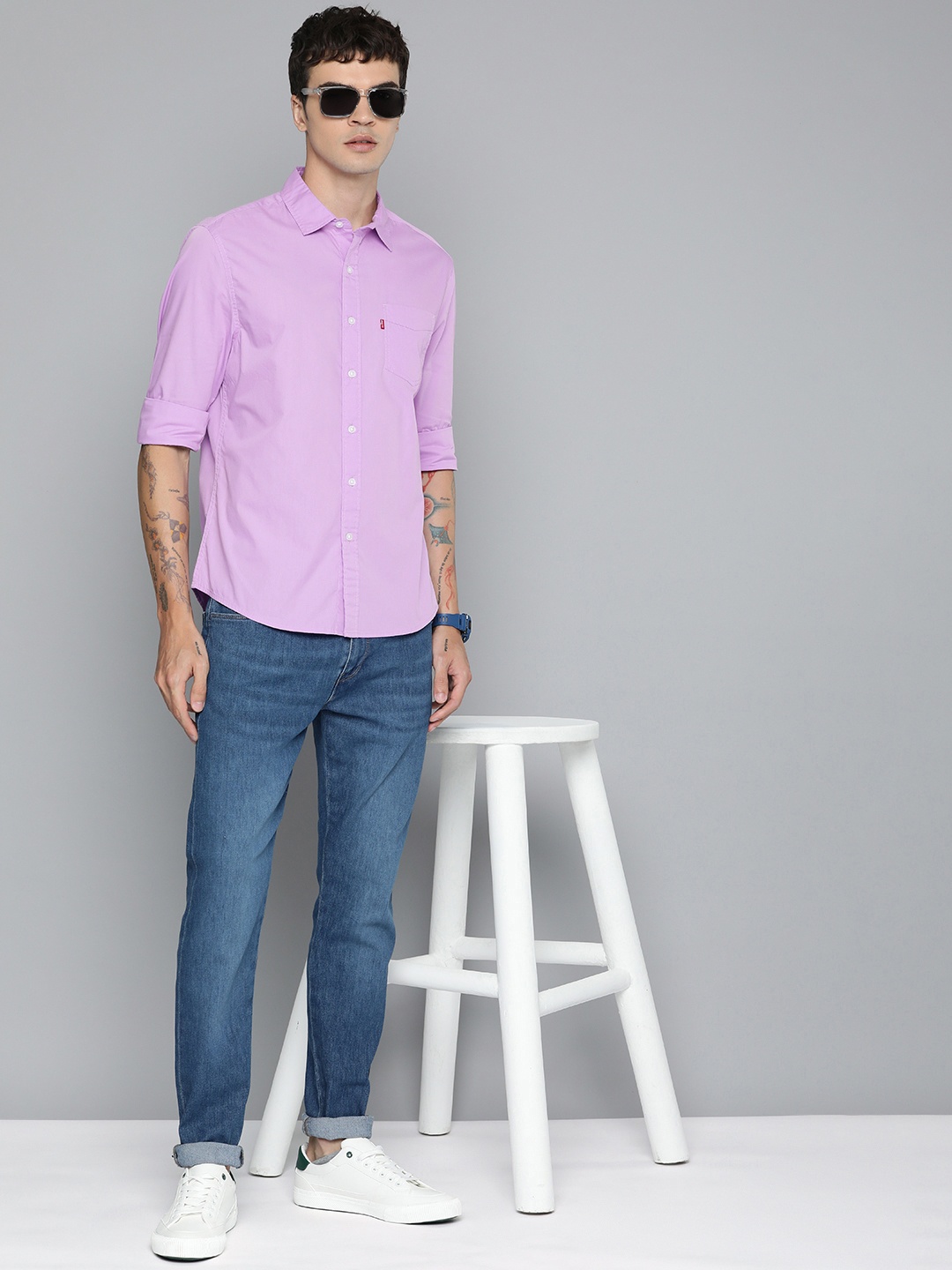 

Levis Pure Cotton Slim Fit Opaque Casual Shirt, Lavender