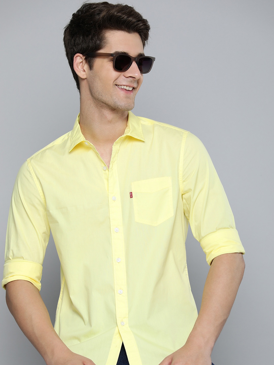 

Levis Solid Slim Fit Pure Cotton Casual Shirt, Yellow