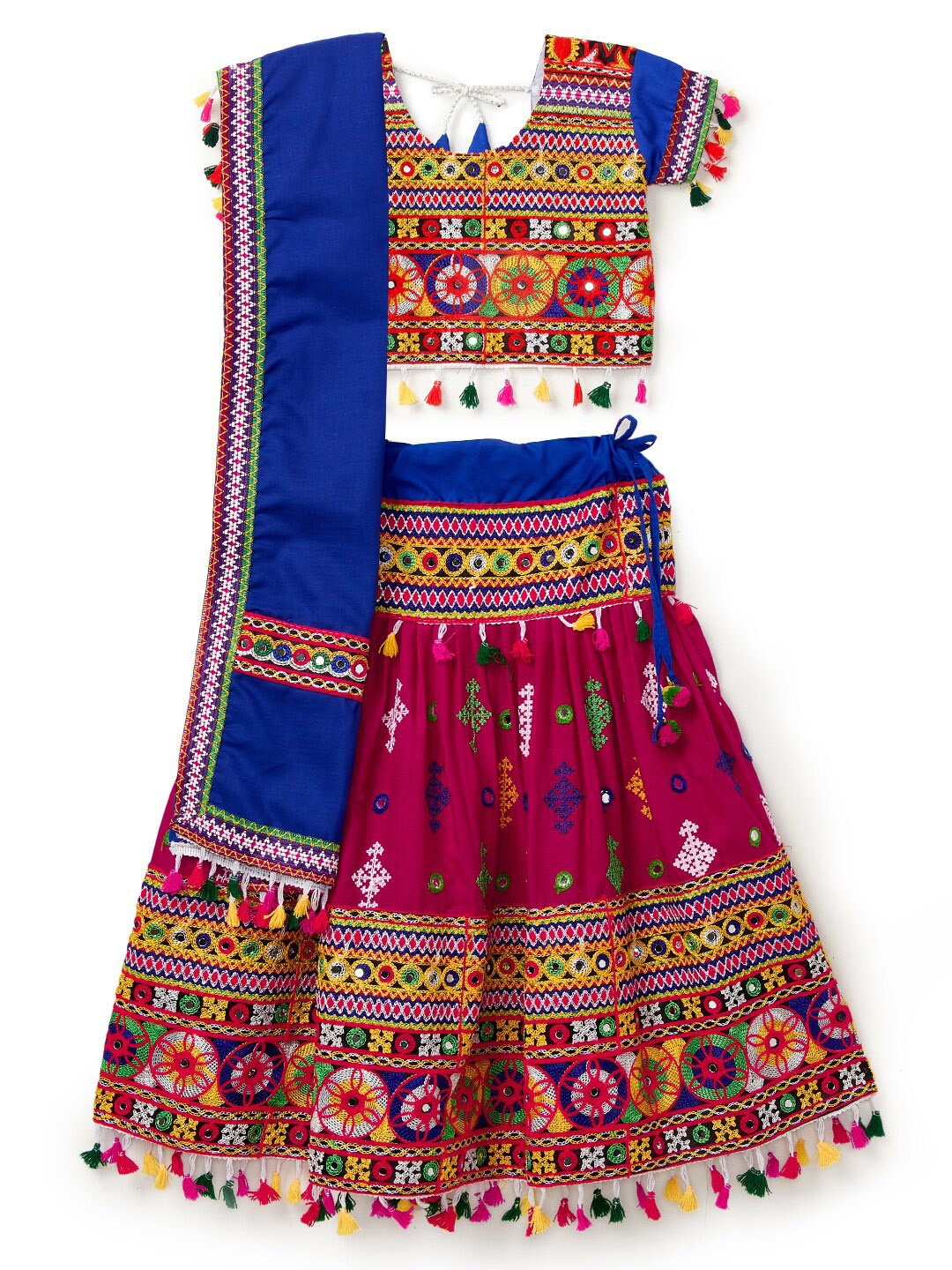 

BANJARA INDIA Girls Embroidered Mirror Work Ready to Wear Lehenga & Blouse With Dupatta, Pink