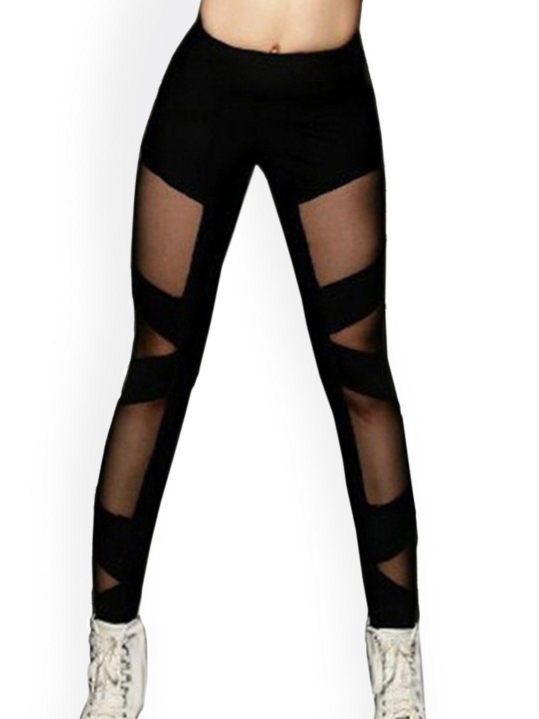 

LULU & SKY Women Patterned Semi Sheer Ankle Length Tights, Black