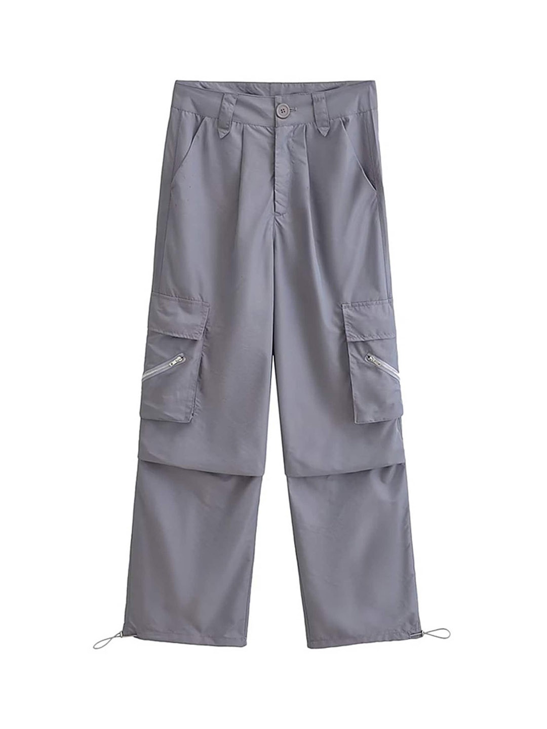 

LULU & SKY Women Blue Loose Fit Low-Rise Cargos Trousers