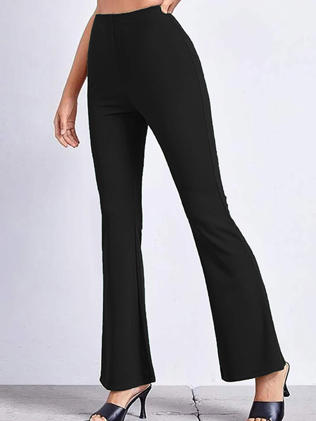 

LULU & SKY Women Slim Fit High Rise Trousers, Black
