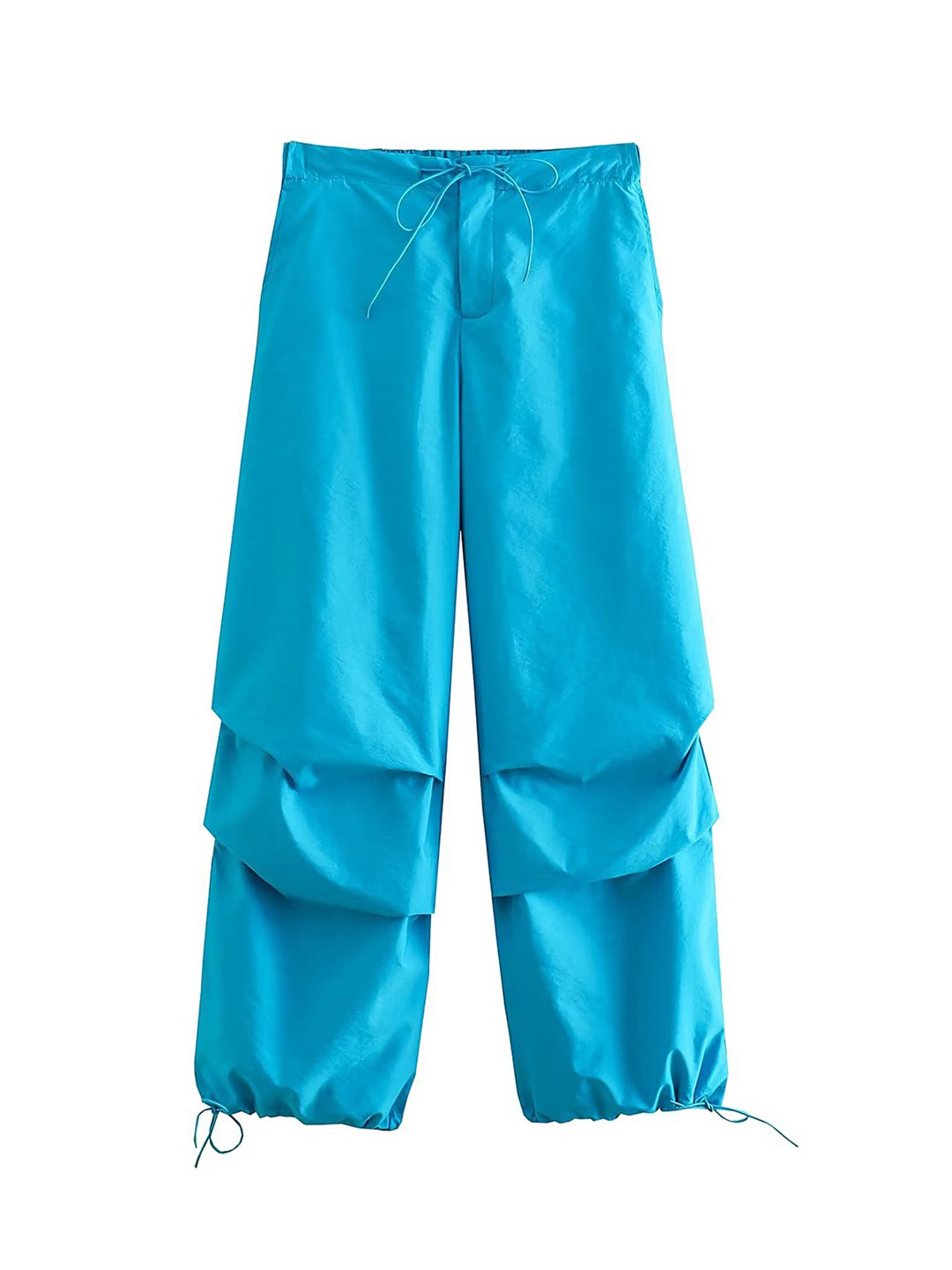 

LULU & SKY Women Mid Rise Parachute Trousers, Blue
