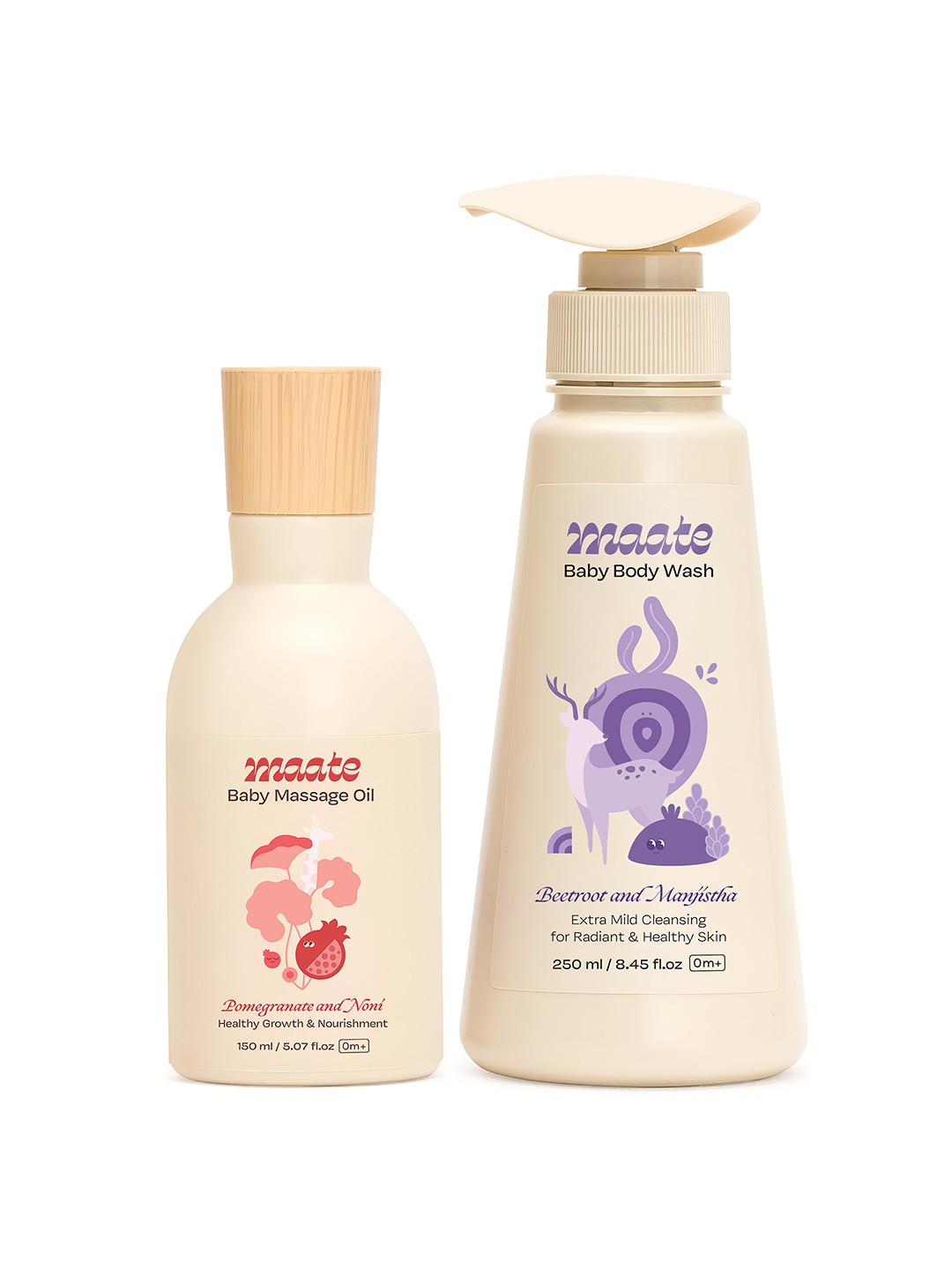 

MAATE Set Of 2 Body Wash - 250ml & Massage Oil - 150ml, Beige