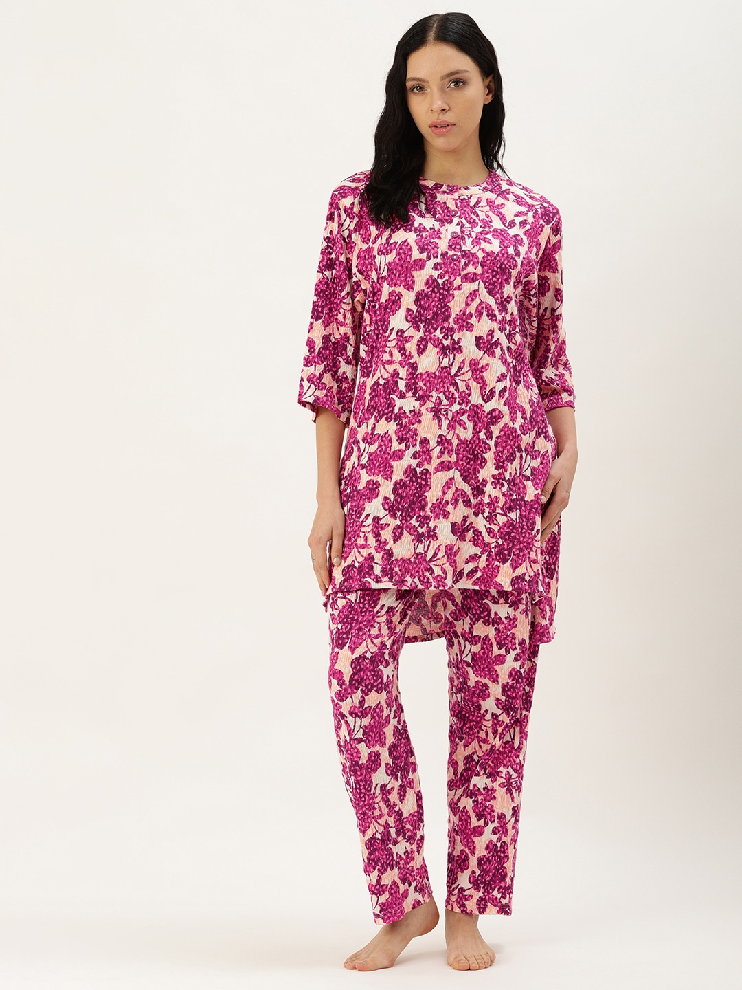 

Clt.s Floral Printed Night Suit, Pink