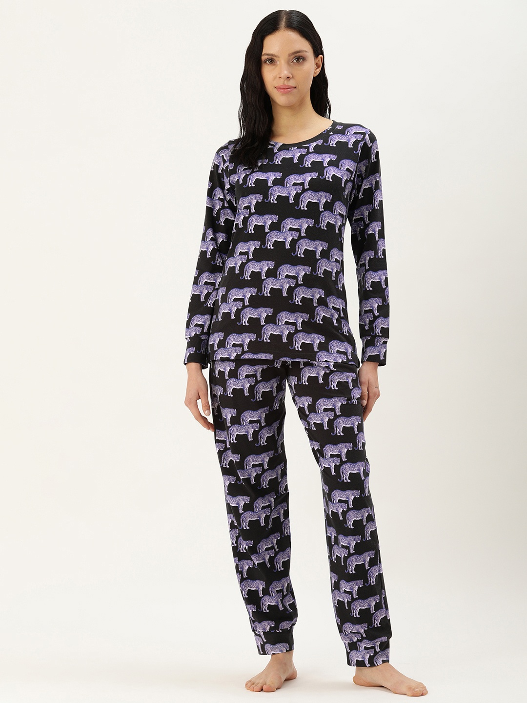 

Clt.s Conversational Printed Night Suit, Black