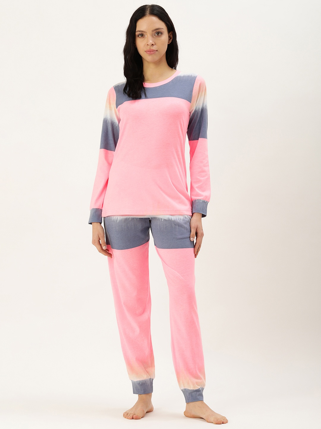 

Clt.s Colourblocked Pure Cotton Night Suit, Pink