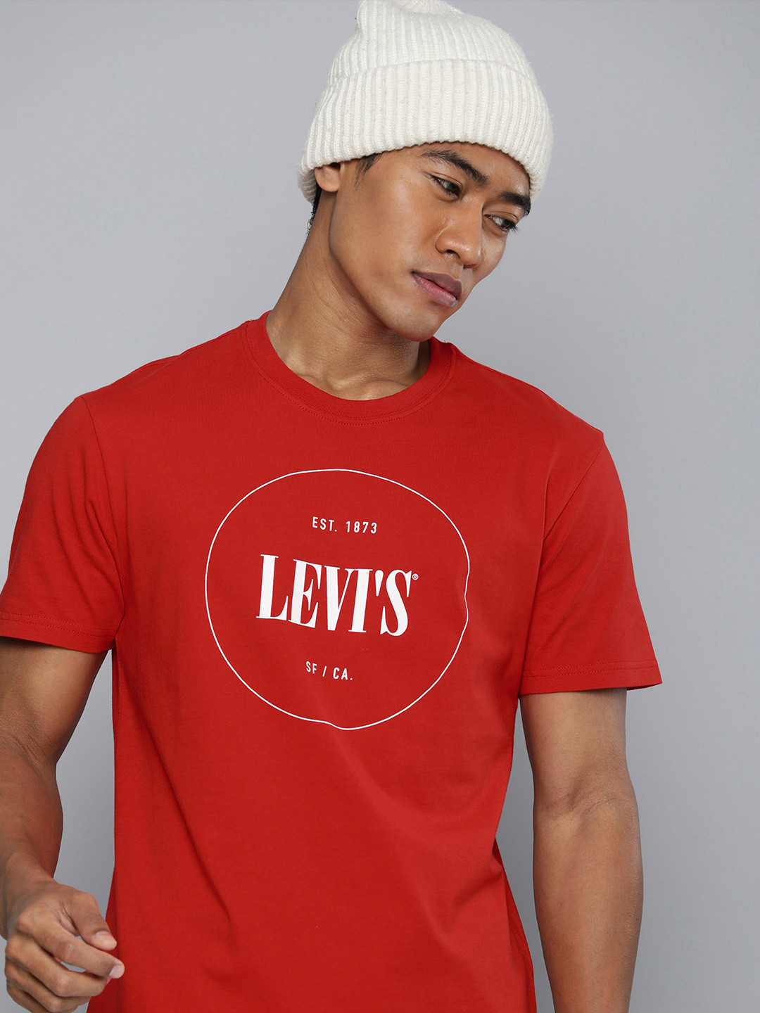 

Levis Brand Logo Printed Pure Cotton T-shirt, Red