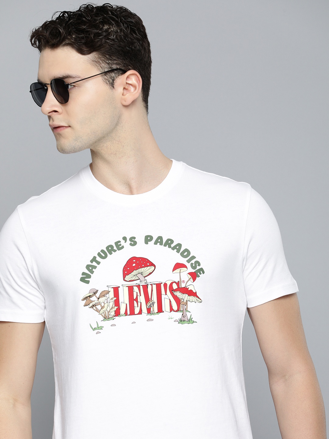 

Levis Pure Cotton Graphic Printed Casual T-shirt, White