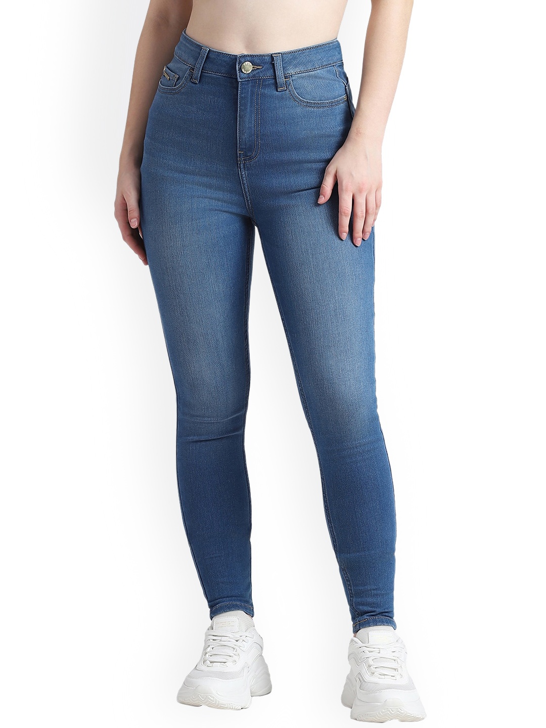 

ONLY Women Skinny Fit High-Rise Clean Look Light Fade Stretchable Jeans, Blue
