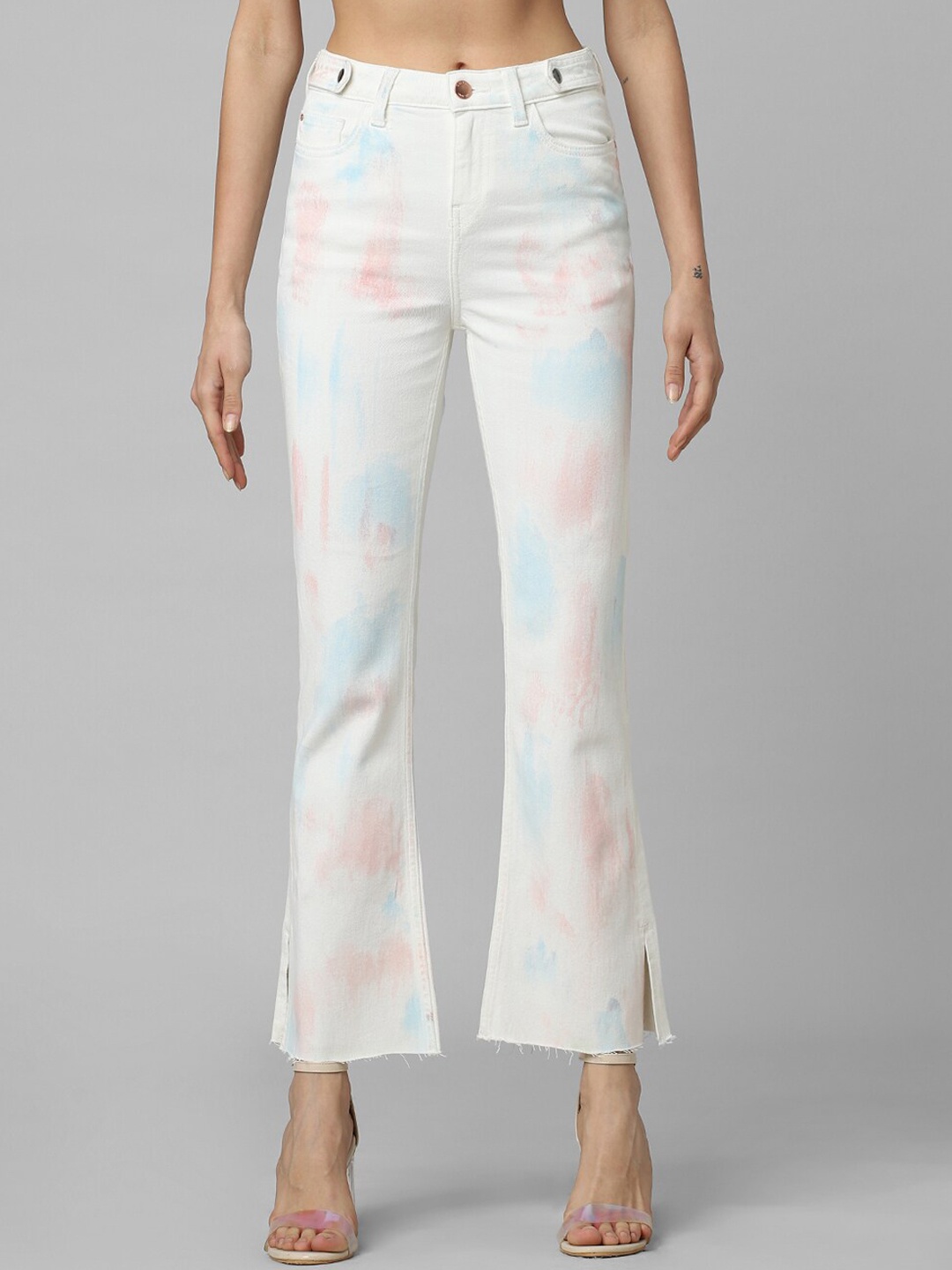 

ONLY Women Printed Bootcut Jeans, White