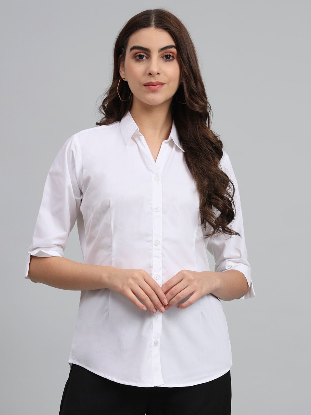 

urSense Standard Spread Collar Cotton Casual Shirt, White