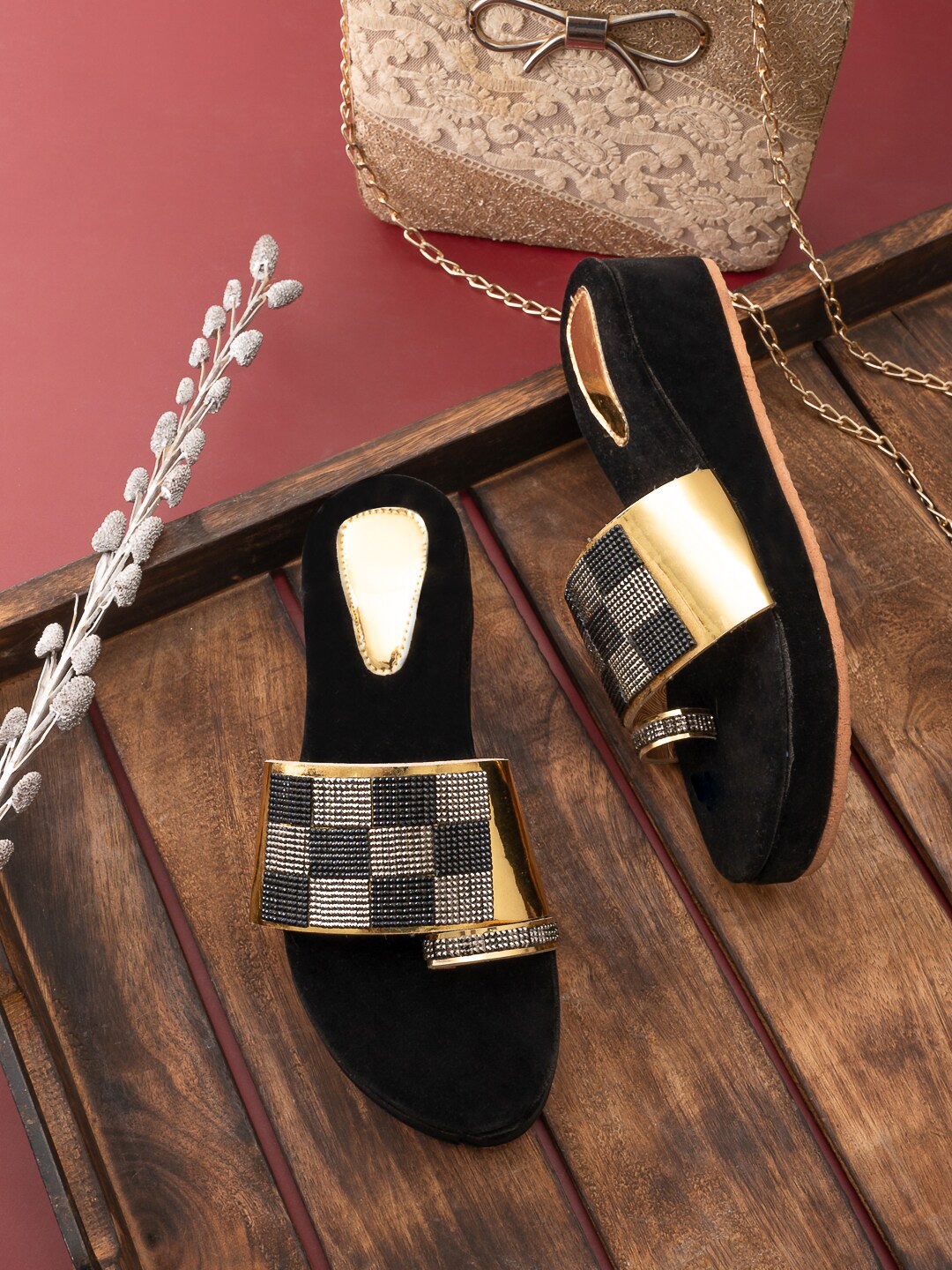 

Trendigo Embellished One Toe Flatform Heels, Gold
