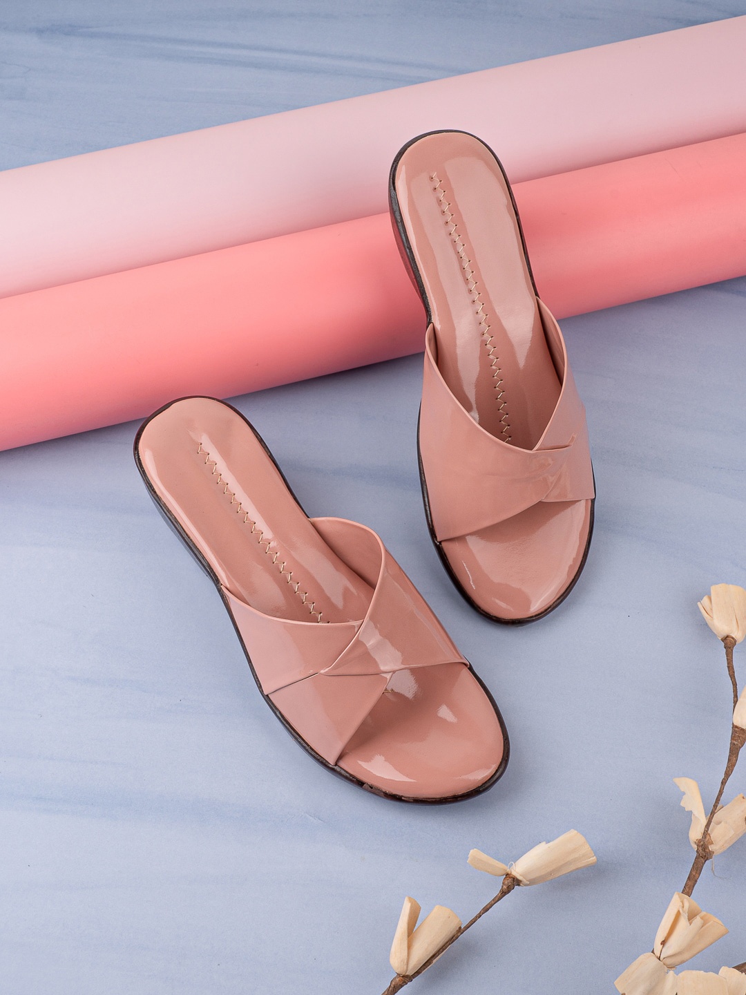 

Trendigo Open Toe Wedge Heels, Pink